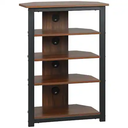 Front. Homcom - Small Corner TV Stand Shelf for Up to 29" - Brown.