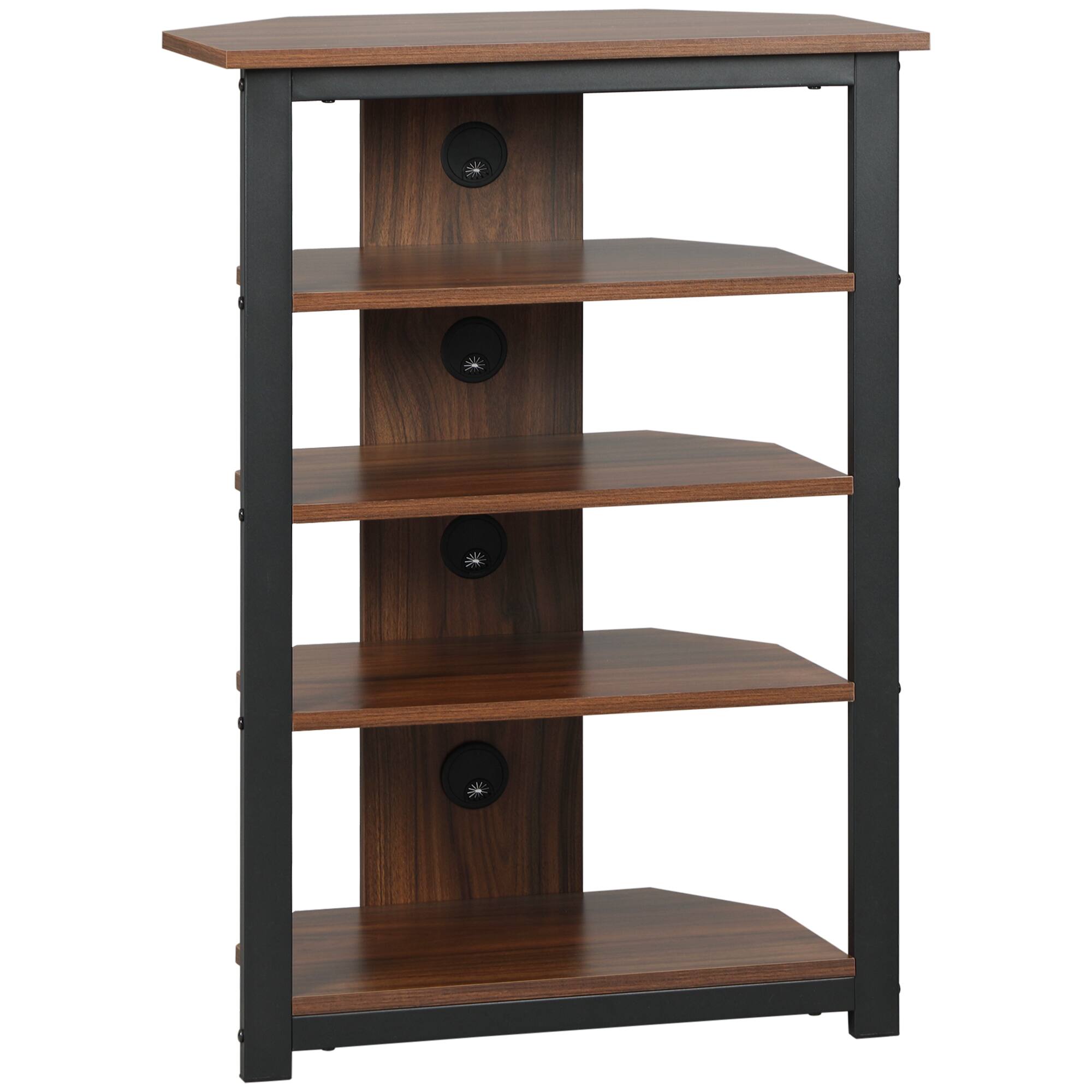 Front. Homcom - Small Corner TV Stand Shelf for Up to 29" - Brown.