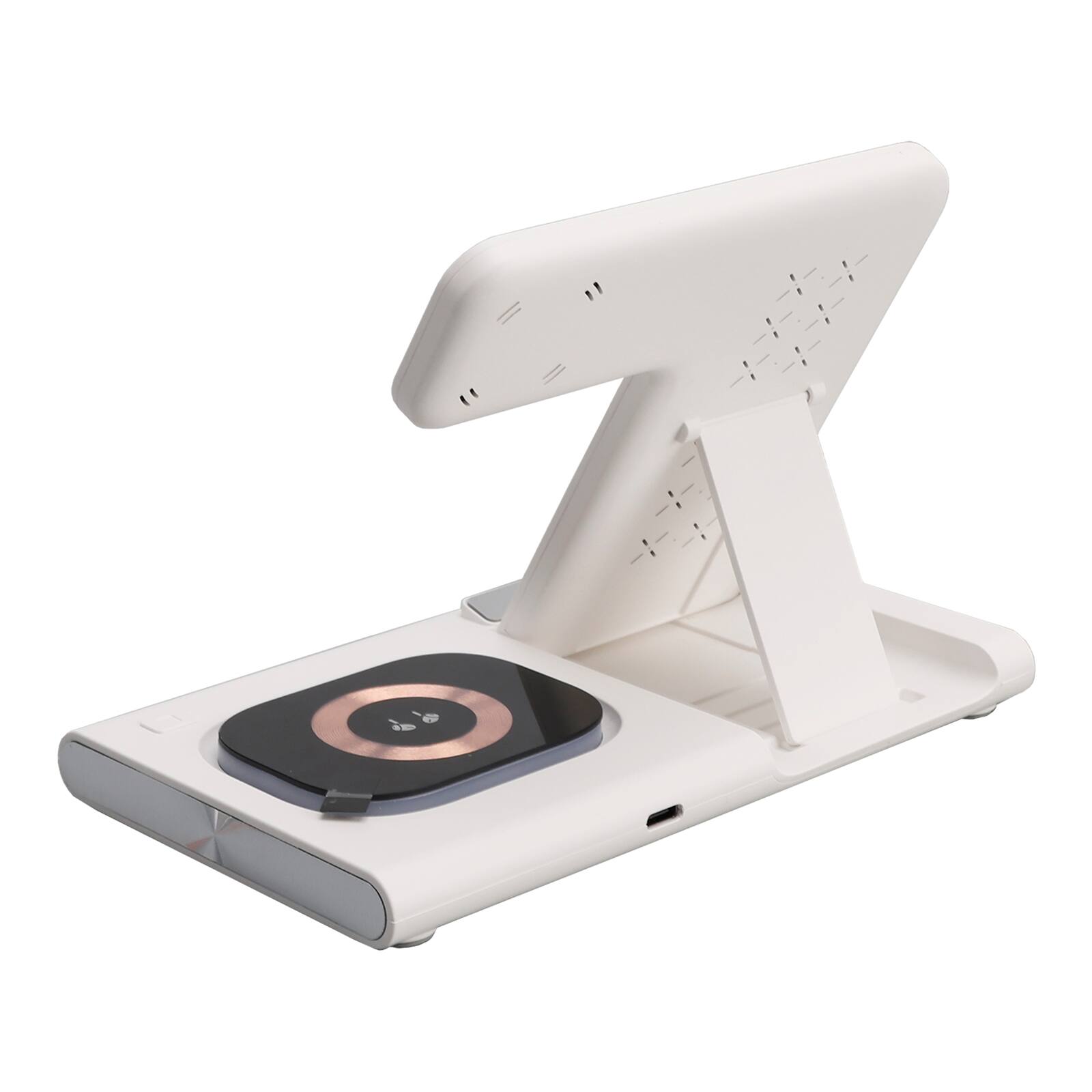 Alt View 6. Topteng - 3-in-1 Foldable Charging Station - Wireless Charger for iPhone, iWatch, AirPods with Night Light - White.