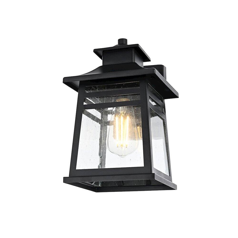 Left. Elegant Lighting - Bambrey 7 inch Outdoor Pendant in Black - Black.