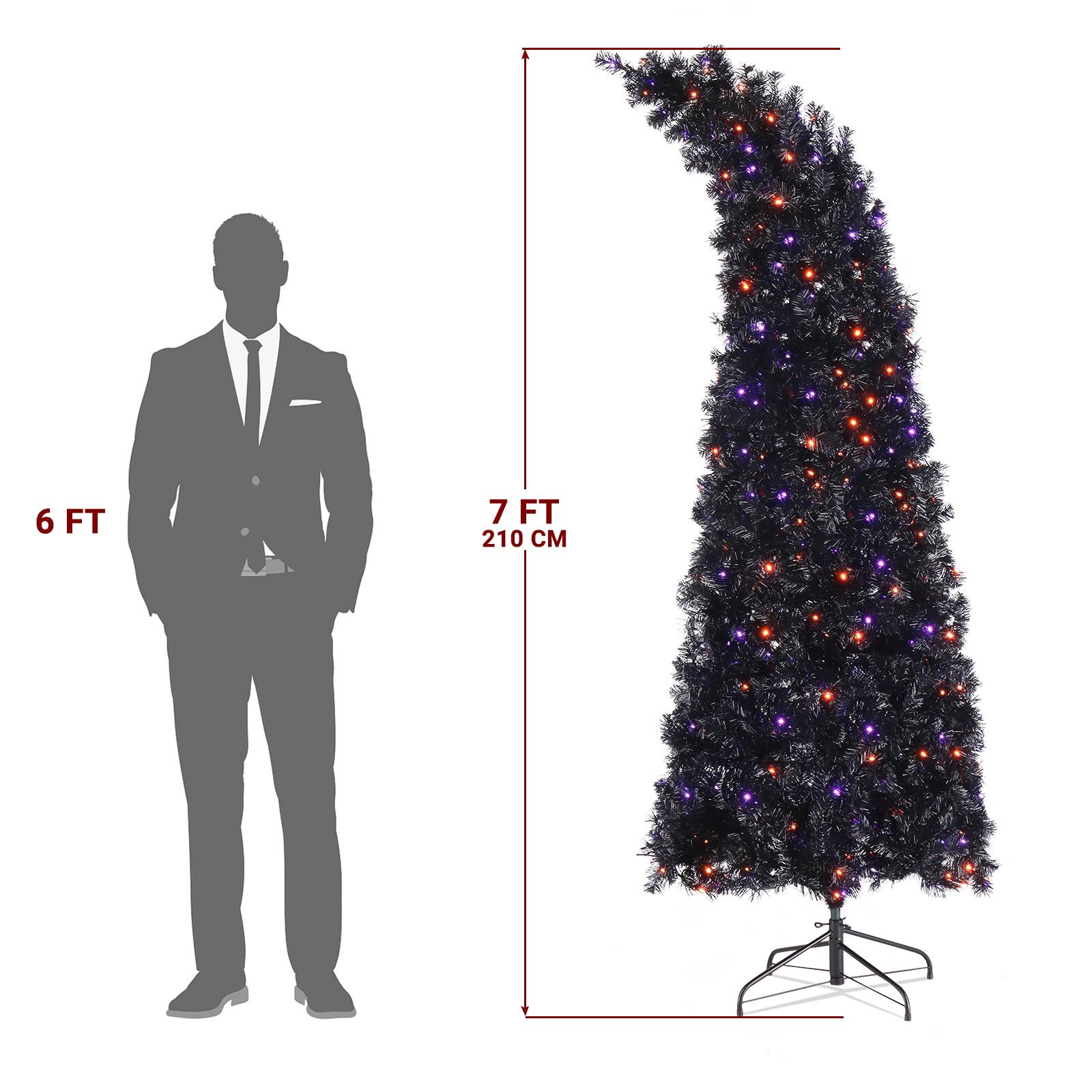 Left. Spaco - Spaco 7ft Wizard Hat Christmas Tree with 1050 Tips and 400 Lights - Black.
