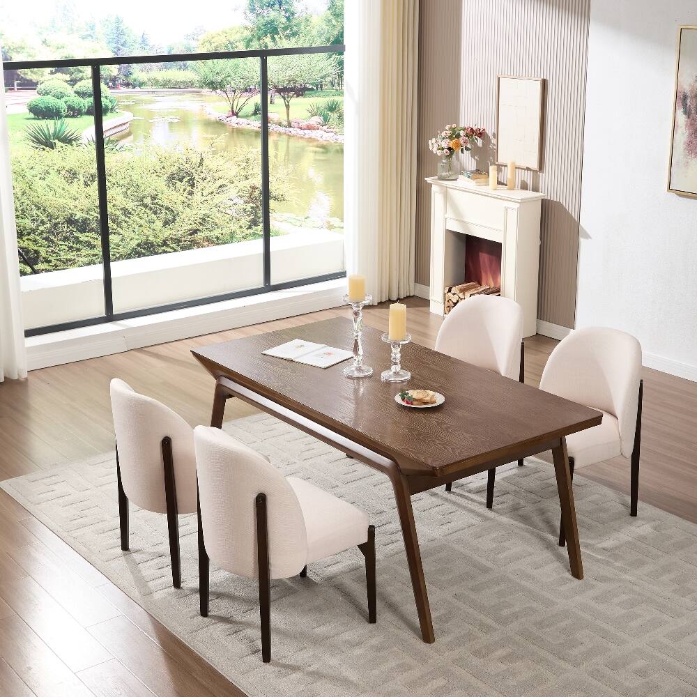 Alt View 6. Loheer - Loheer Wooden Dining Chairs Set of 2 Modern Fabric Upholstered Kitchen Farmhouse Dinner Room Chairs Beige - Beige.