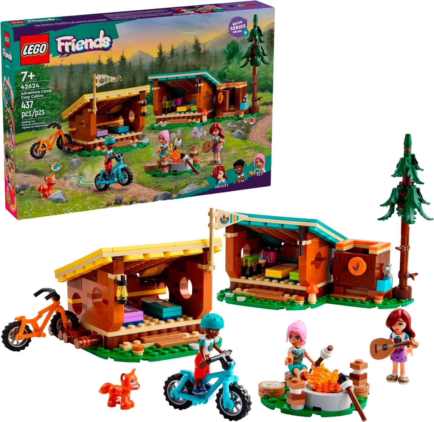 LEGO - Friends Adventure Camp Cozy Cabins Camping Toy 42624 - Front_Zoom