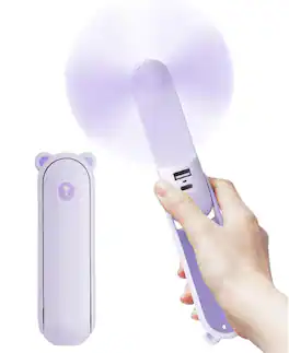 FINEAK - 4500mAh Foldable Handheld Fan - 37H Runtime 3 Speeds USB Rechargeable Portable Personal Fan (Purple)