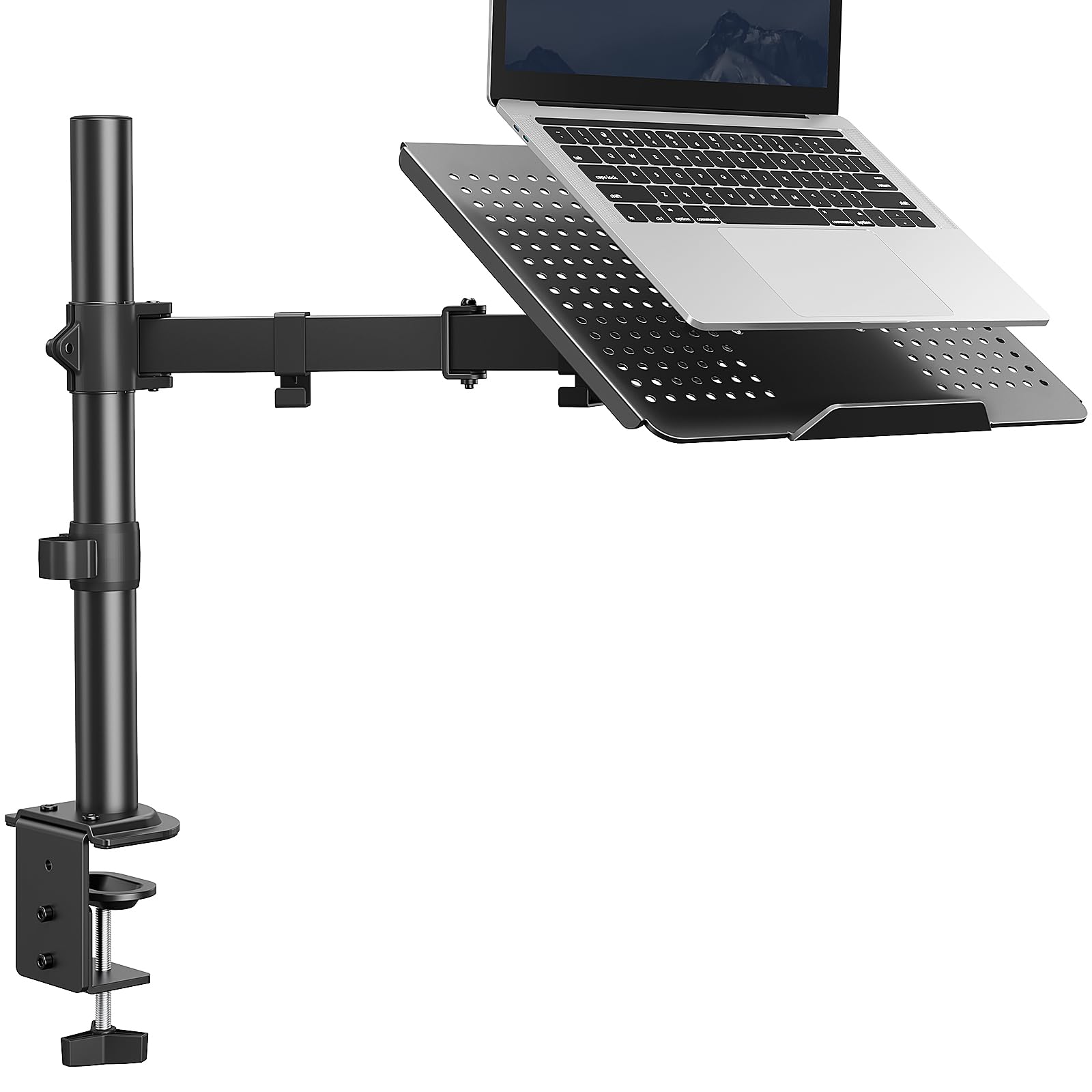 Front. Cedar Assembly - Laptop Desk Mount 17 To 32 Monitor Arm Ventilated Tray Fully With Tilt Swivel Rotation Holds Up - Default.