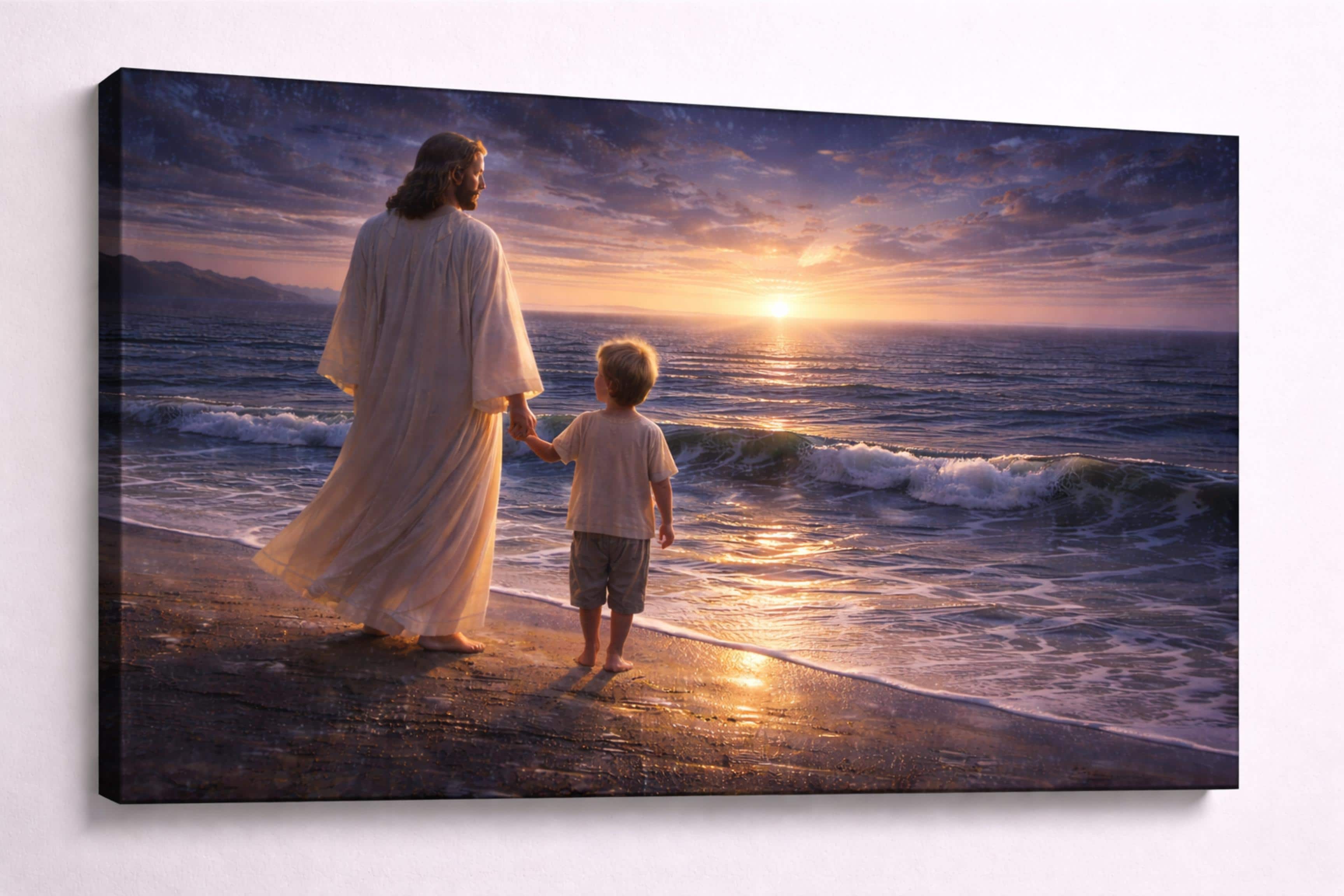 FC Design - Large Canvas 24x36" Ready-to-Hang Coastal Sunset Guidance Décor Art Painting Home Wall Décor - MultiColor