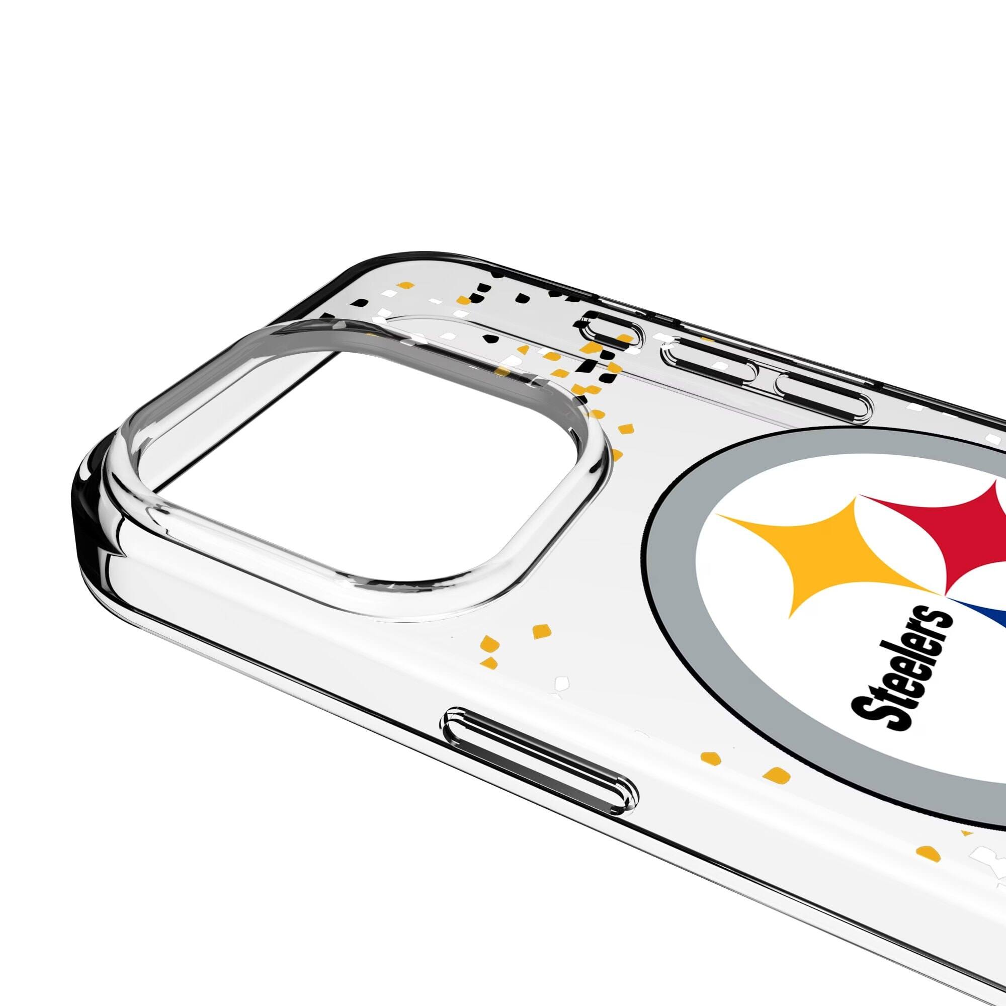 Alt View 2. Keyscaper - Pittsburgh Steelers iPhone Clear Case with Confetti Design - 15 Pro - Multicolor.