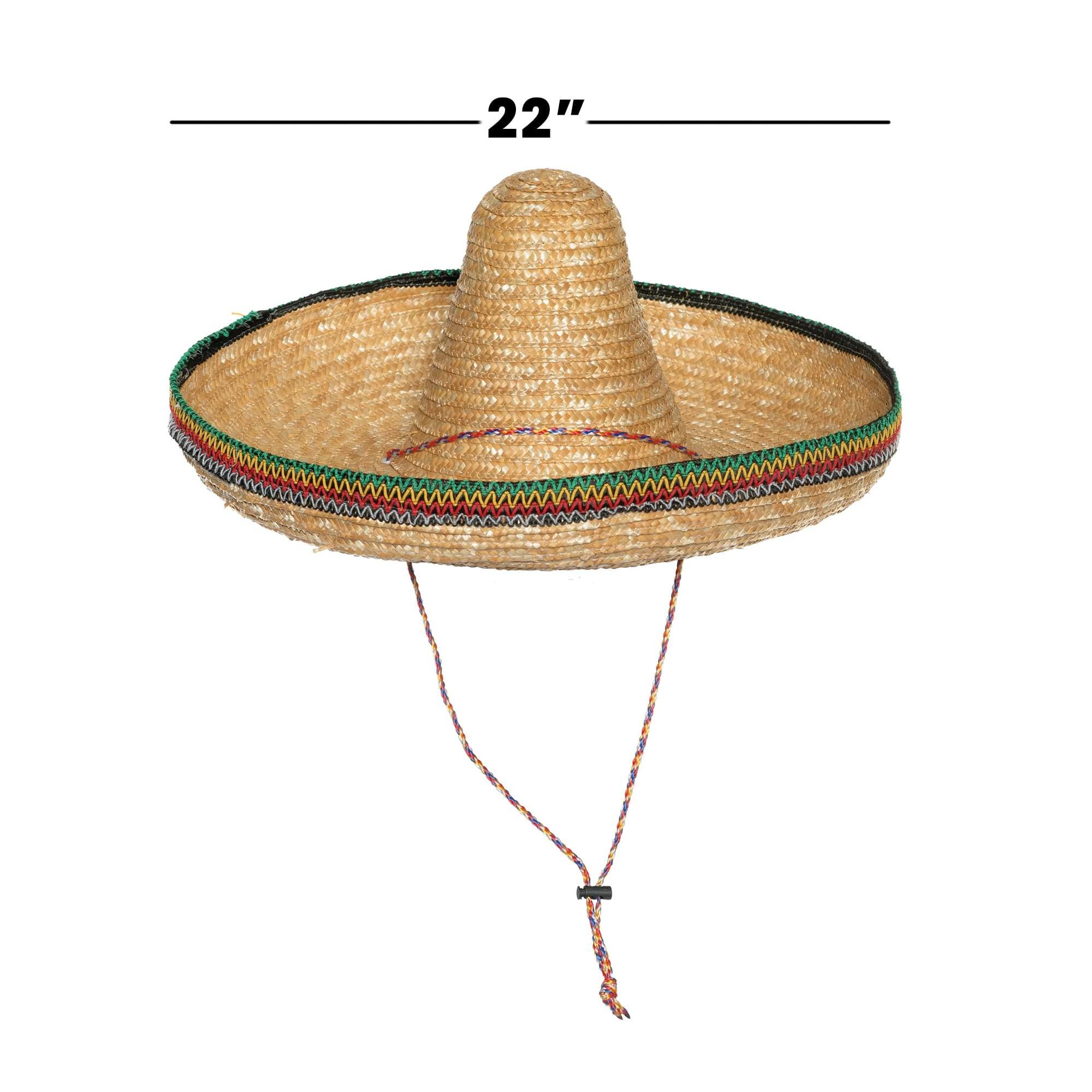 Alt View 2. Underwraps - Straw Sombrero Adult Costume Accessory | 22 Inch - Beige.