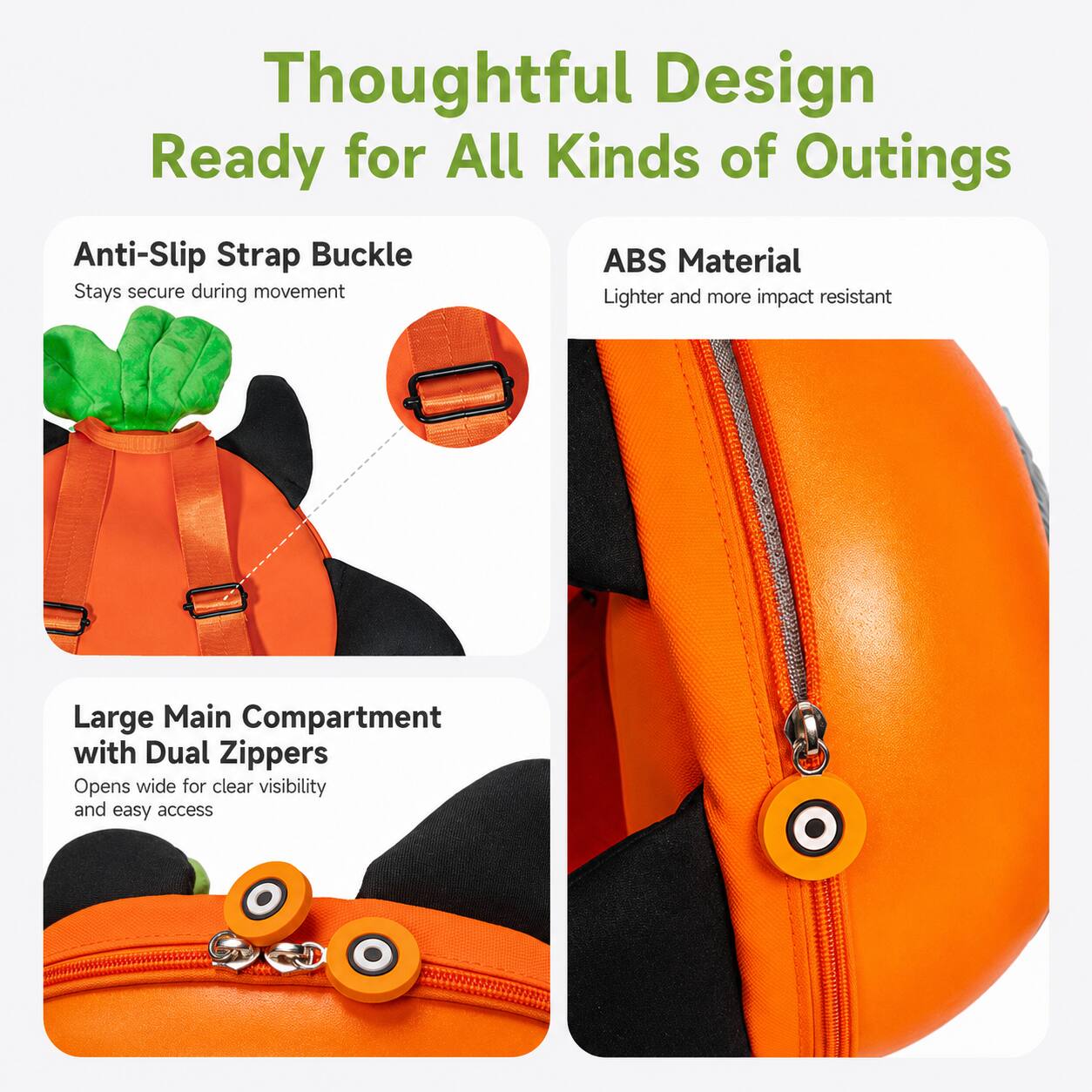 Thoughtful Design Ready for All Kinds of Outings

Anti-Slip Strap Buckle
Stays secure during movement

ABS Material
Lighter and more impact resistant

Large Main Compartment with Dual Zippers
Opens wide for clear visibility and easy access