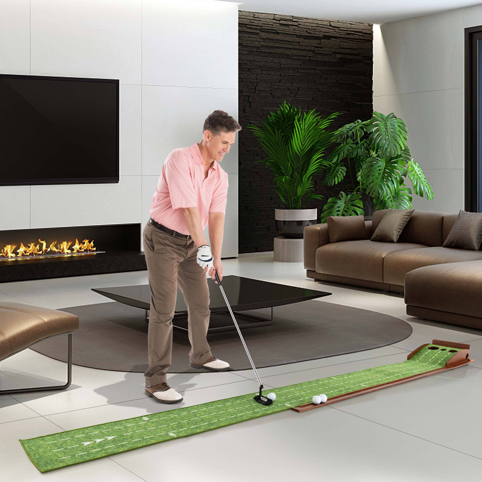 Alt View 1. Costway - Costway Putting Green Practice Golf Putting Mat with Auto Ball Return and 3 Hole Sizes - Green.