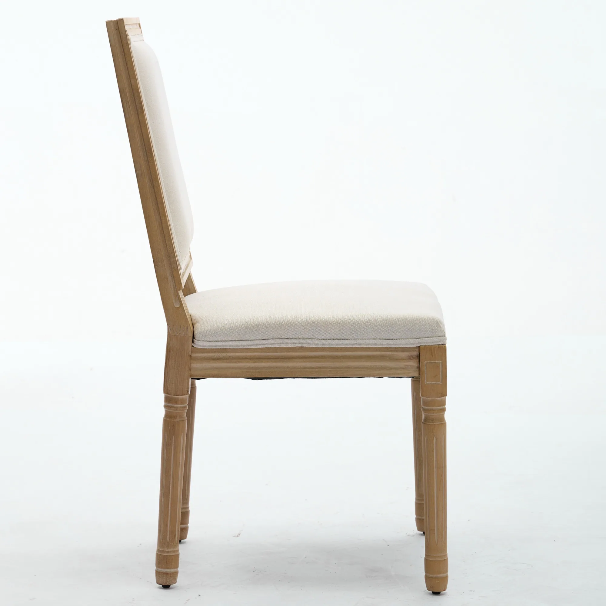 Alt View 1. GOODSILO - Elegant French Style Dining Chairs Set of 2 with Square Backrest and Carved Wood Frame for Home and Restaurant - Beige.