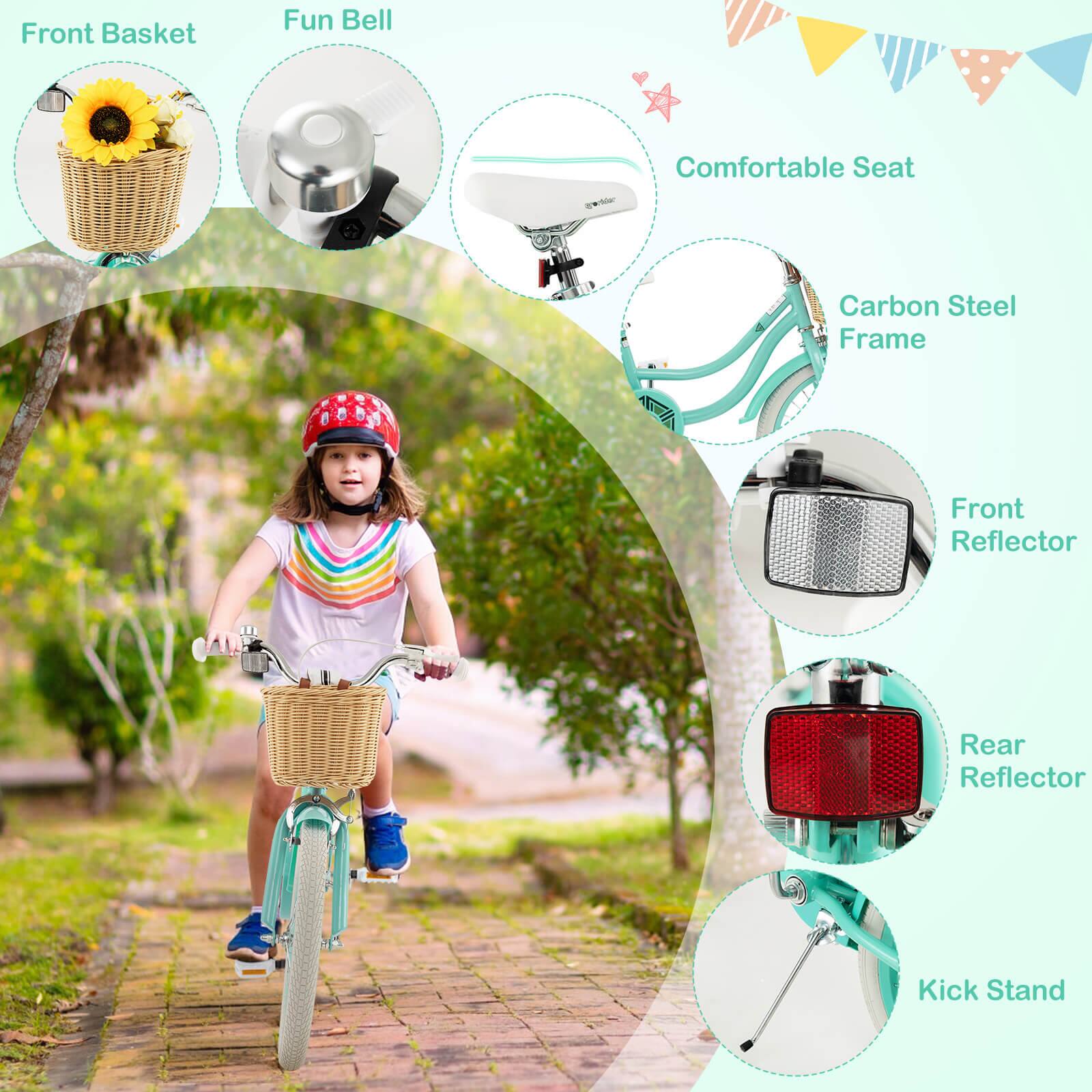 - Front Basket
- Fun Bell
- Comfortable Seat
- Carbon Steel Frame
- Front Reflector
- Rear Reflector
- Kick Stand