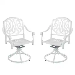 Mondawe - Set of 2 Cast Aluminum Swivel Bar Stools - White