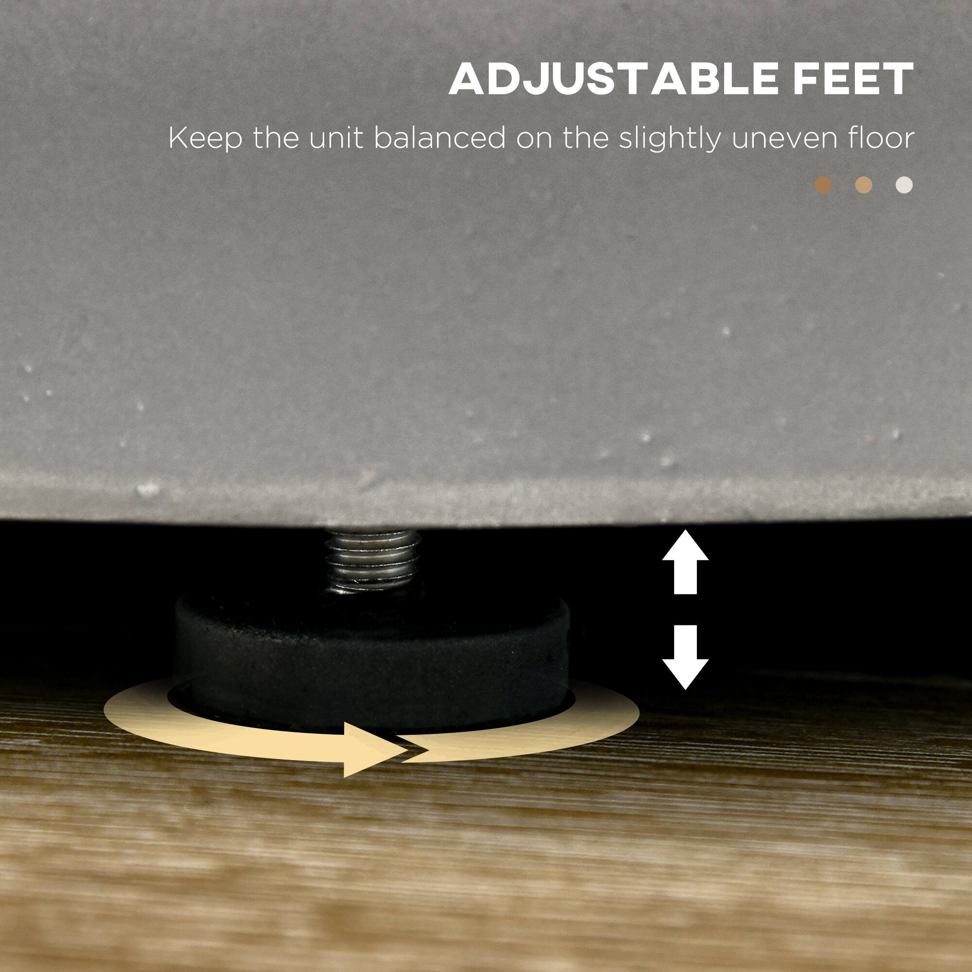 ADJUSTABLE FEET
Keep the unit balanced on the slightly uneven floor