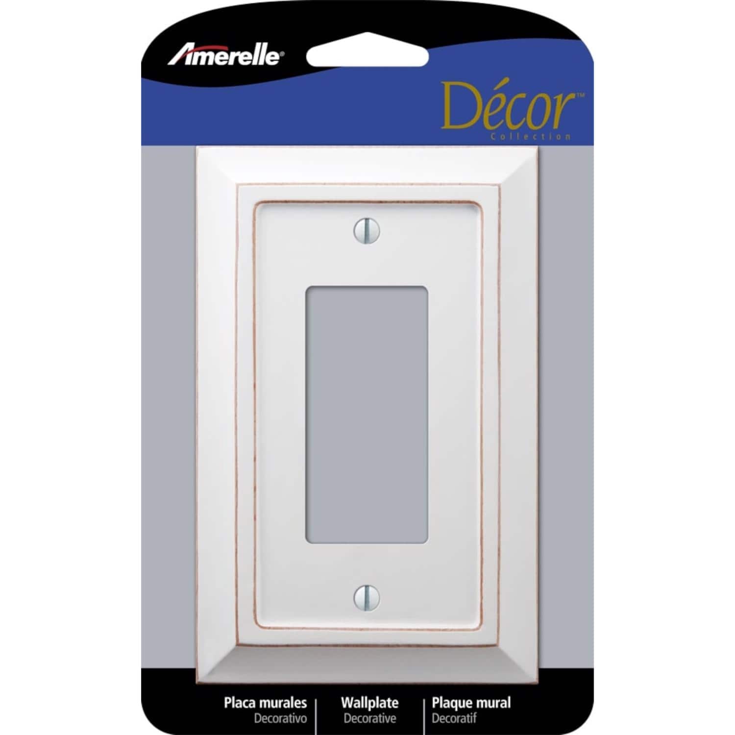AMERELLE - Savannah 1 gang Wood Decorator Wall Plate 1 pk - White