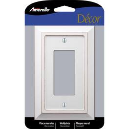 AMERELLE - Savannah 1 gang Wood Decorator Wall Plate 1 pk - White