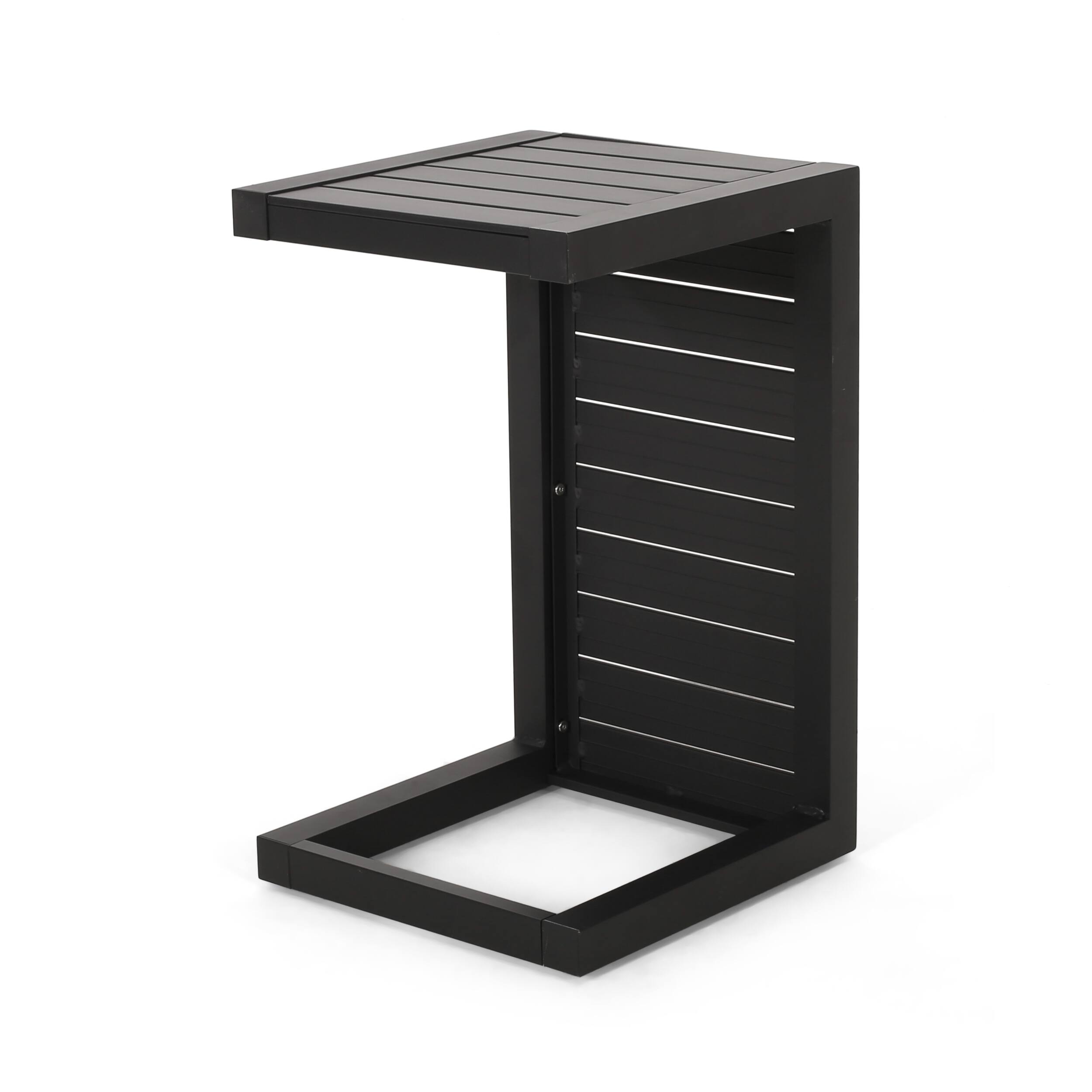 Alt View 1. Mondawe - C-Shaped Aluminum Outdoor Side Table - Black.