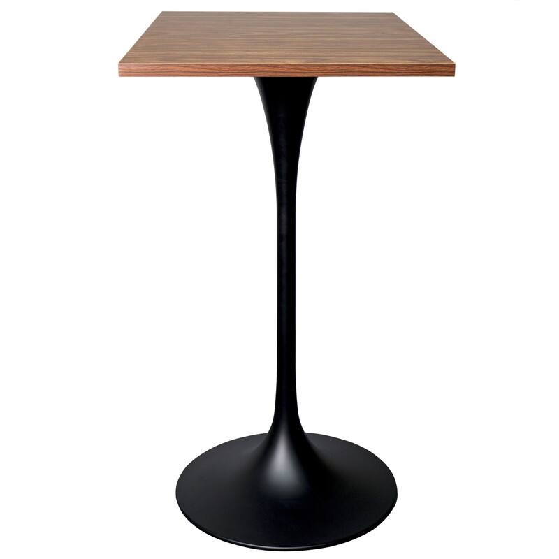 LeisureMod Verve 24 Inch Square Bar Height Table with MDF Top and Black ...