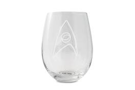 Surreal Entertainment - Star Trek Stemless Wine Glass Decorative Etched Sciences Emblem | Holds 20 Ounces - Clear