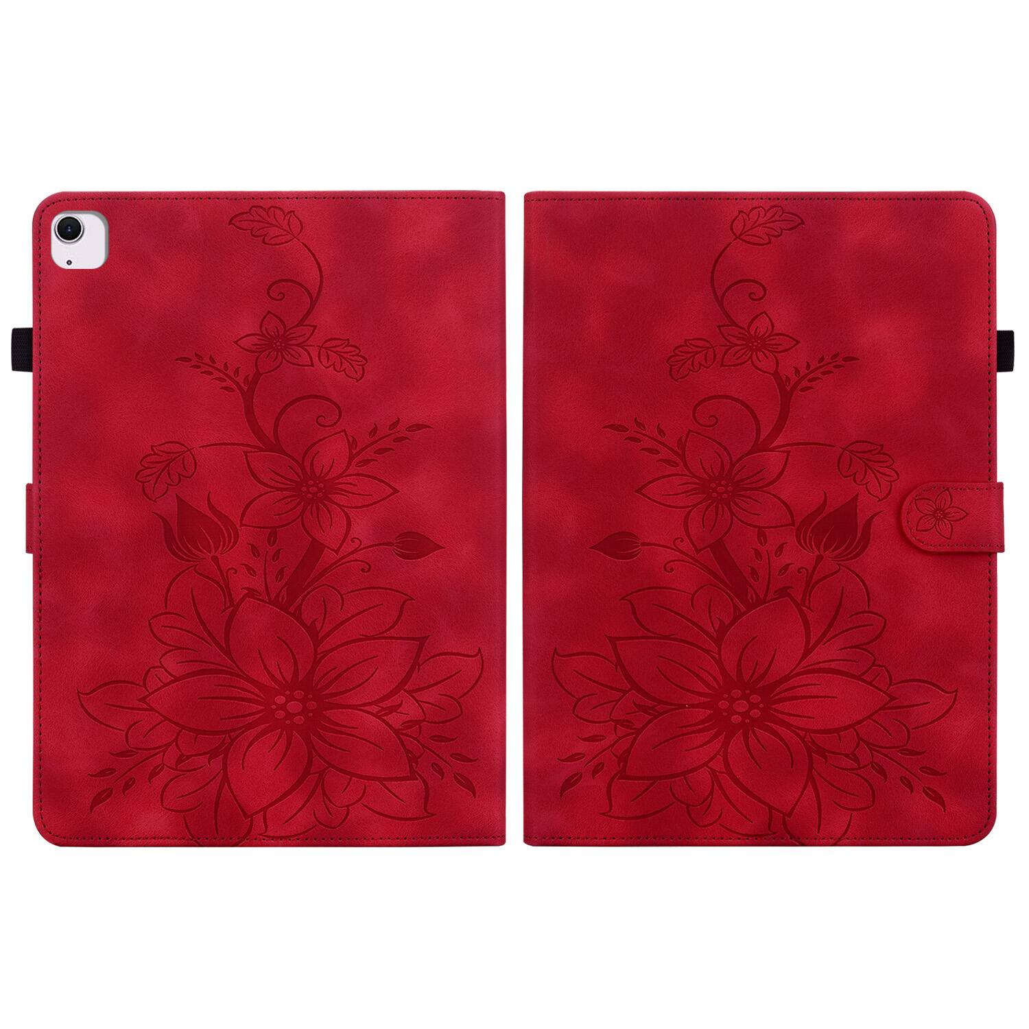 Alt View 1. Dteck - For Apple iPad Air (M4) 13" 2026/M3 2025/M2 2024 & iPad Pro 12.9" 3rd-6th Flip Card Holder Leather Cover Anti-Slip Stand - Red.