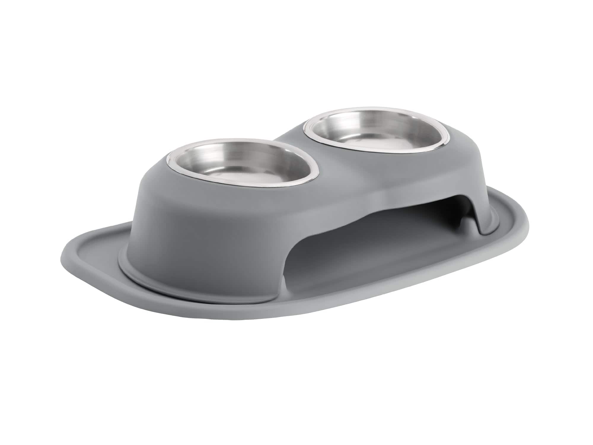 WeatherTech - Double High Pet Feeding System | Elevated Pet Bowls - 4 " High Dark Grey- 16oz (2 Cup) Stainless Steel Bowls - Dark Gray