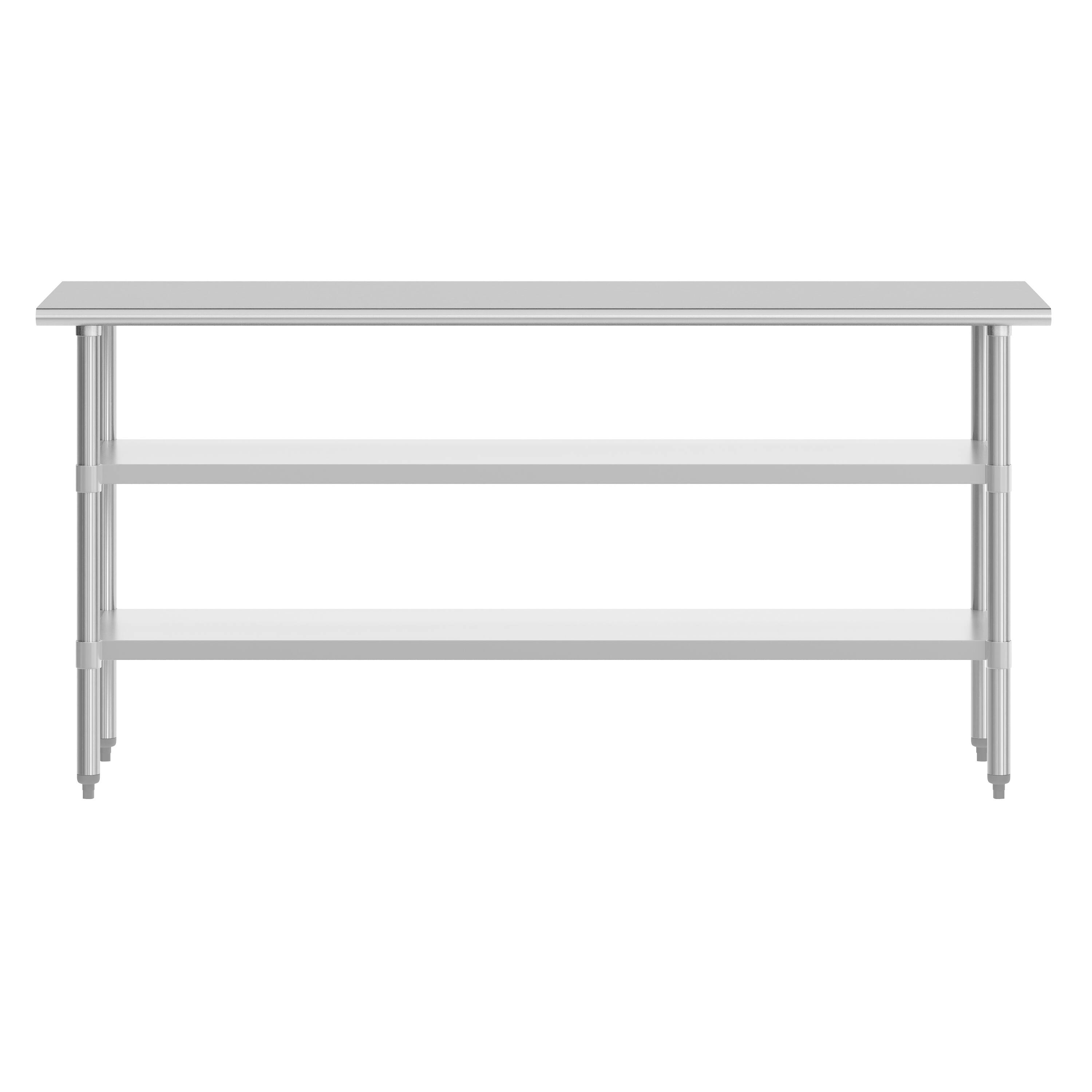 Angle. Flash Furniture - Reese 24x72 Portable Prep and Work Table with NSF Certified 18 Gauge Stainless Steel Top Shelf and 2 Adjustable Galvaniz - Gray.