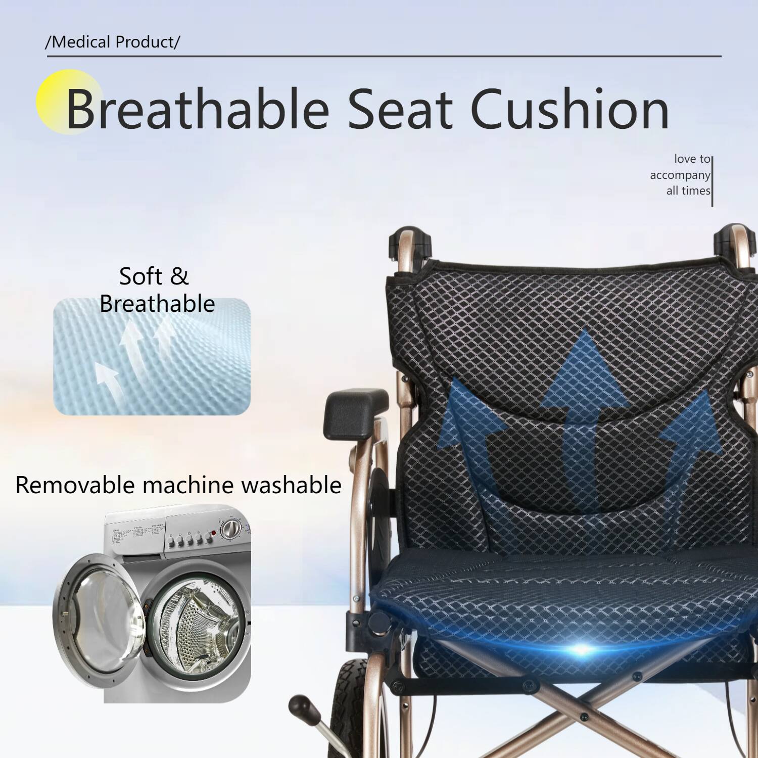 /Medical Product/  
Breathable Seat Cushion  
love to accompany all times  

Soft & Breathable  

Removable machine washable