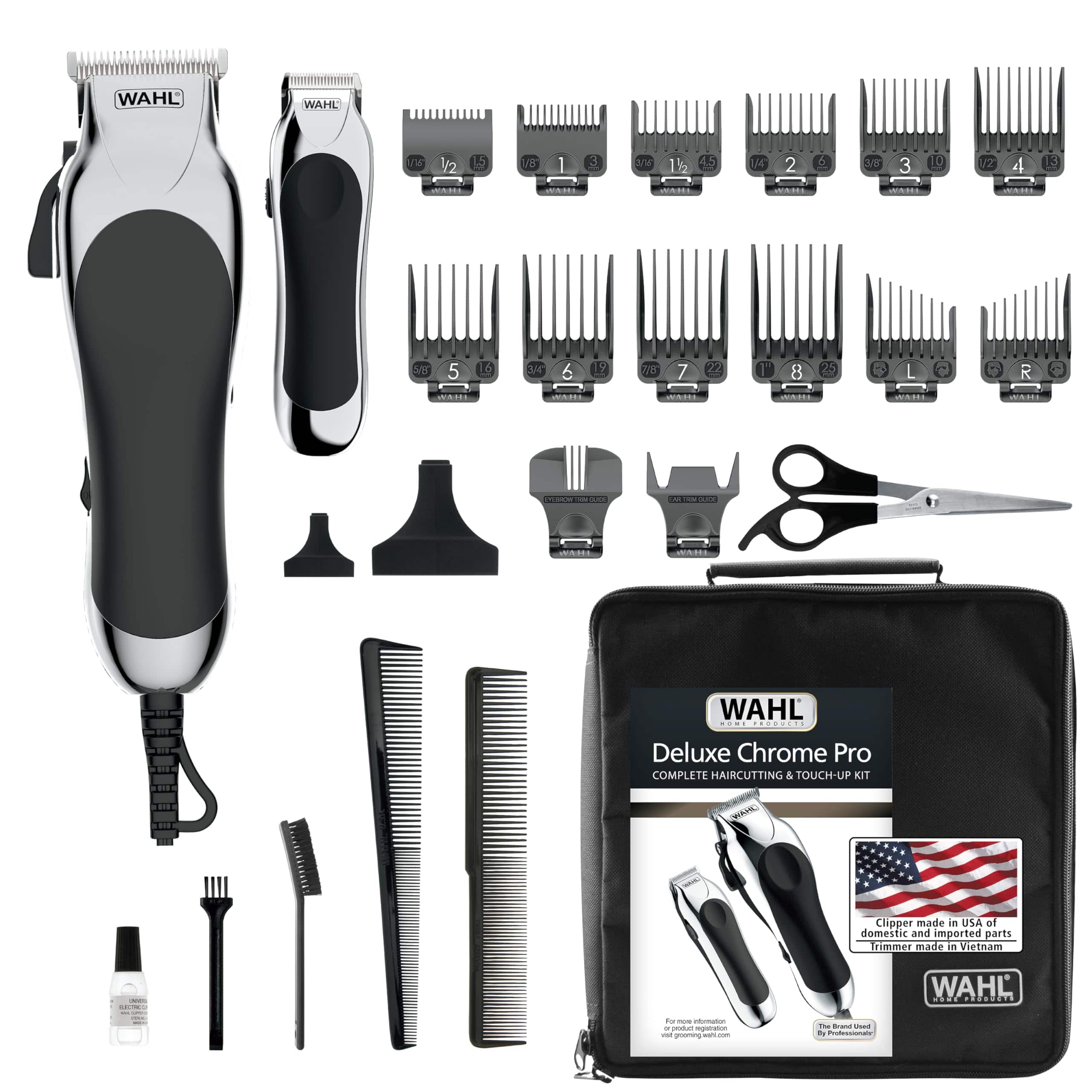 Wahl Clipper USA Deluxe Corded Chrome Pro, Complete Hair and