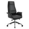 Front. LeisureMod - Summit High-Back Swivel Leather in Metal Frame Office Desk Chair with Adjustable Height, Tilt & Plush Cushion - Black.