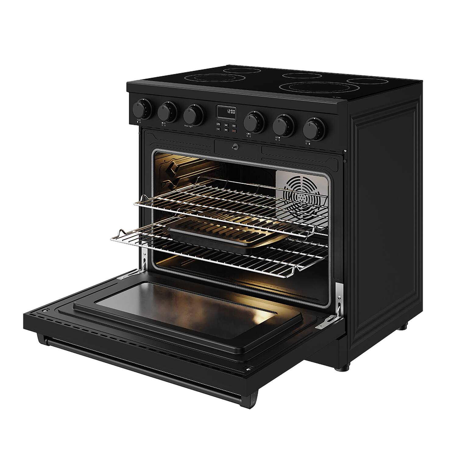 Alt View 5. Thor Kitchen - 6.0 Cu. Ft. Freestanding Electric Convection Range - Matte black.