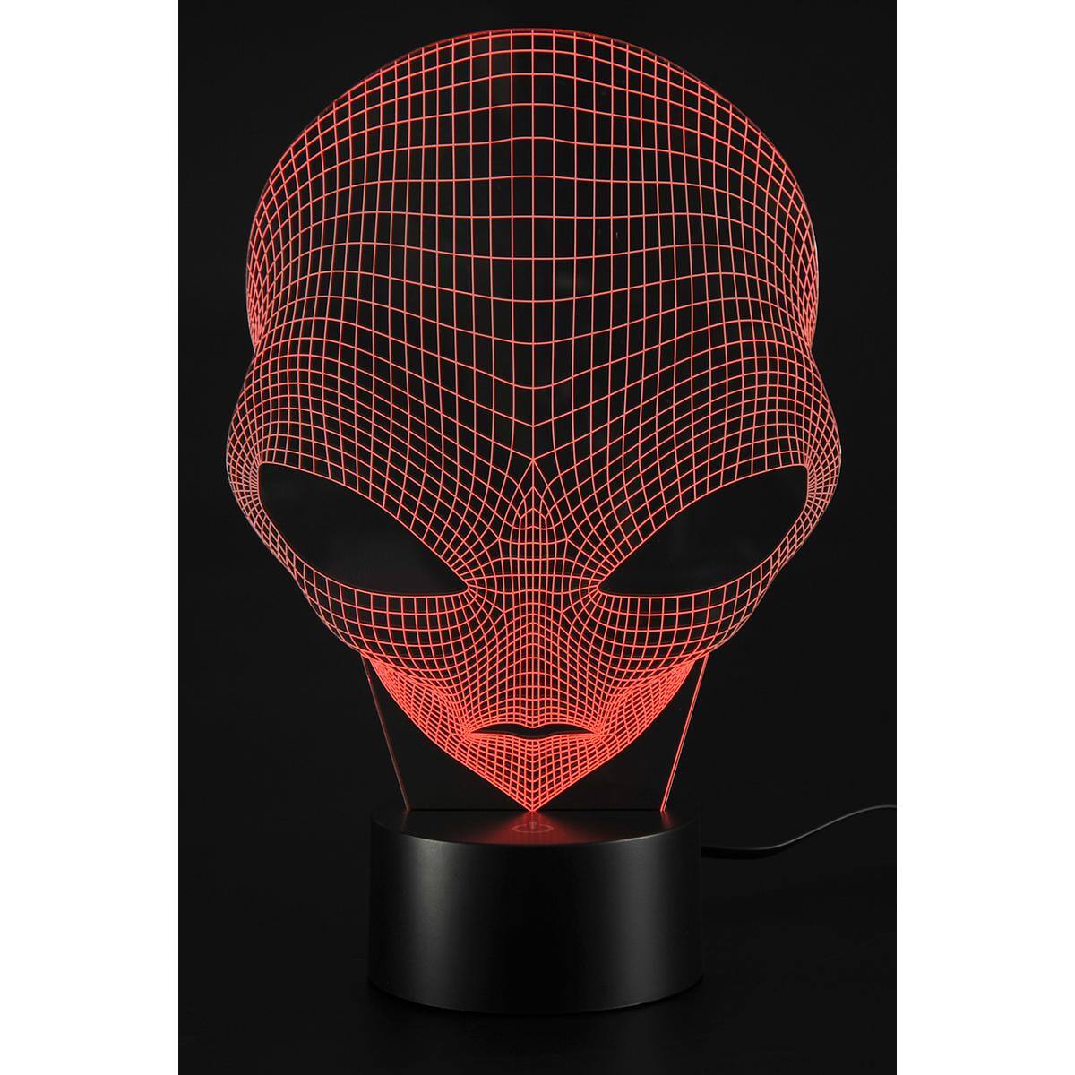 Alt View 2. JuzToys - 3D Night Light for Kids, 3D Illusion Grow LED Alien Shapes Lamp 7 Colors USB Power, LED Lamp for Bedrooms and Offices - Black.