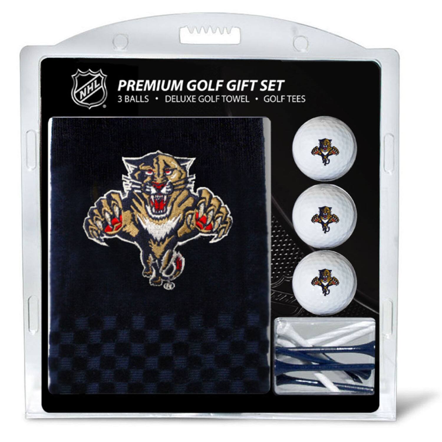 NHL PREMIUM GOLF GIFT SET  
3 BALLS • DELUXE GOLF TOWEL • GOLF TEES
