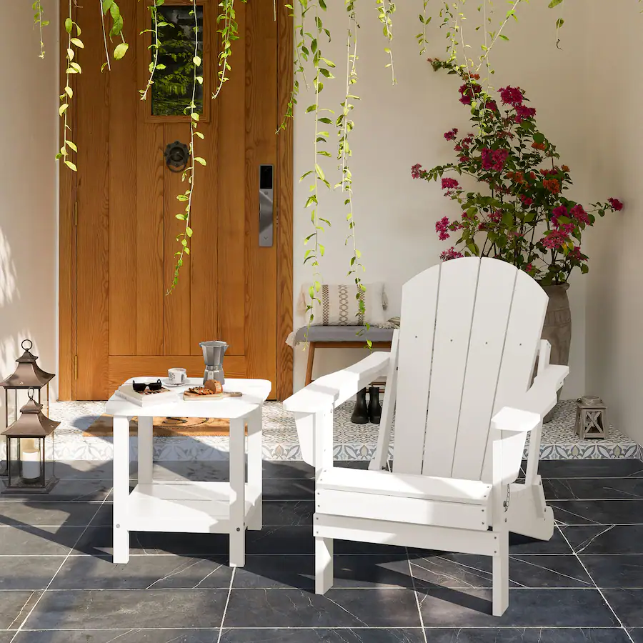 Format Table Stting SERWALL HIPS Double Layer Outdoor Side Table Set of 2, All Weather ...