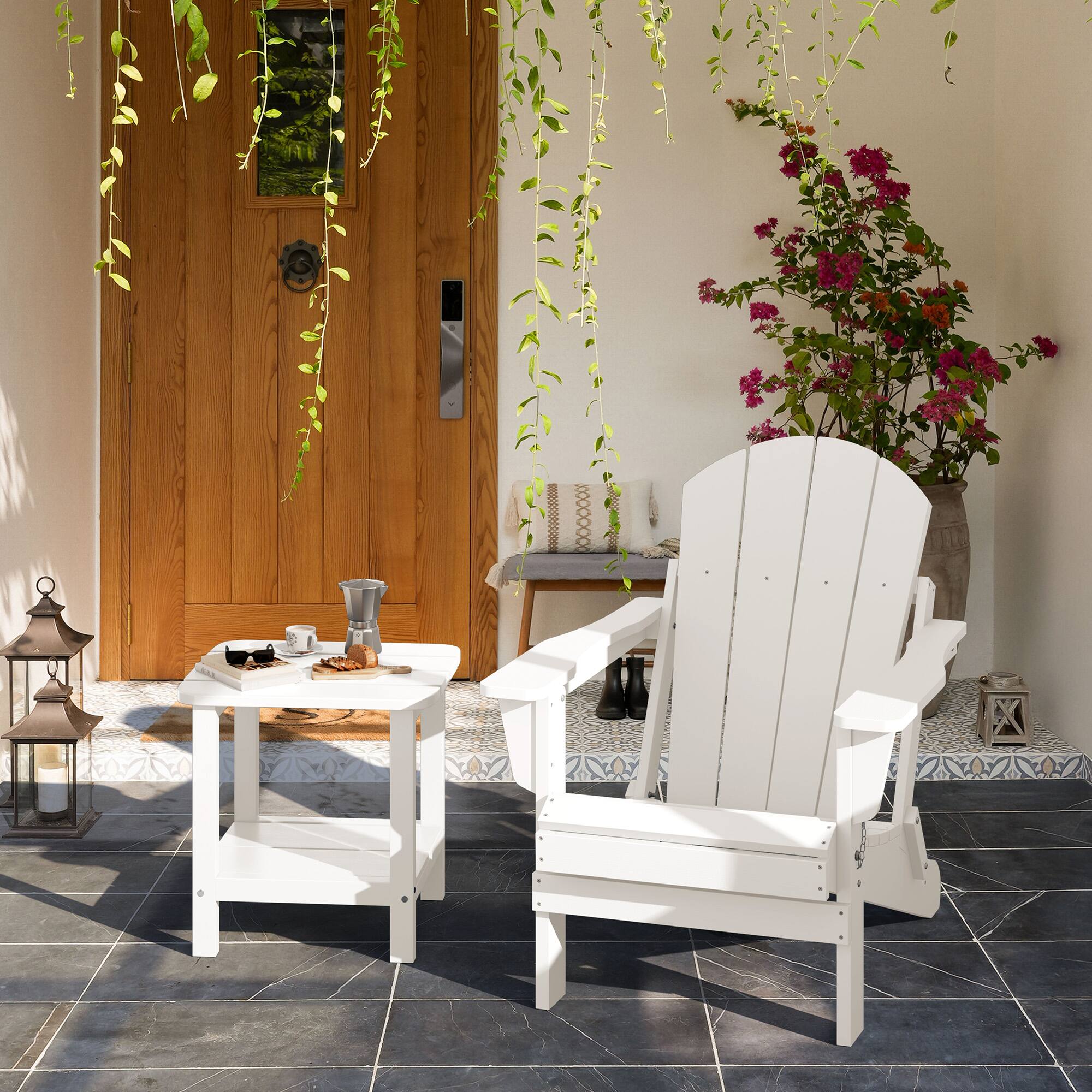 SERWALL HIPS Double Layer Outdoor Side Table Set of 2, All Weather ...