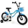 Costway - 14" Kids Bike with Training Wheels, Basket, Hand & Coaster Brakes, Adjustable Seat - Navy
