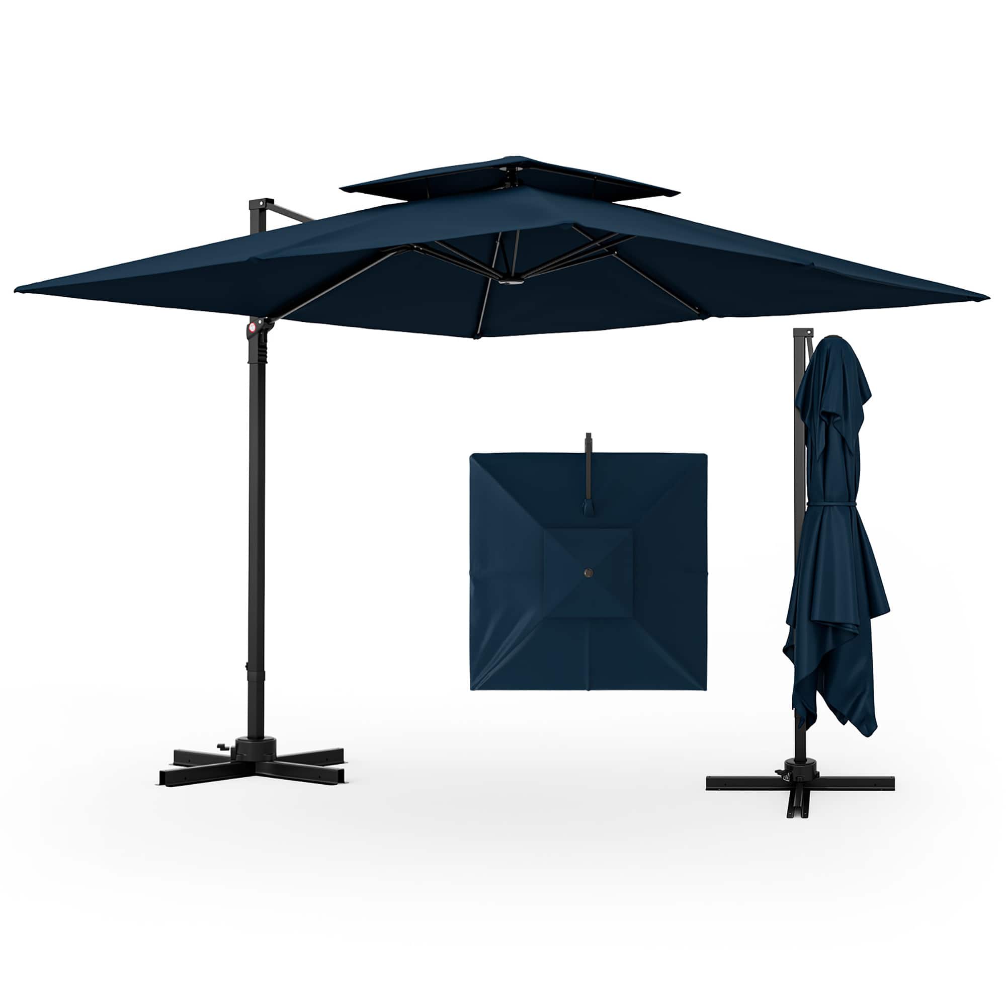 Gymax - Patio 9.5FT Square Cantilever Offset Umbrella Double Vented 360° Heavy Duty - Navy price history on PriceWatchPro