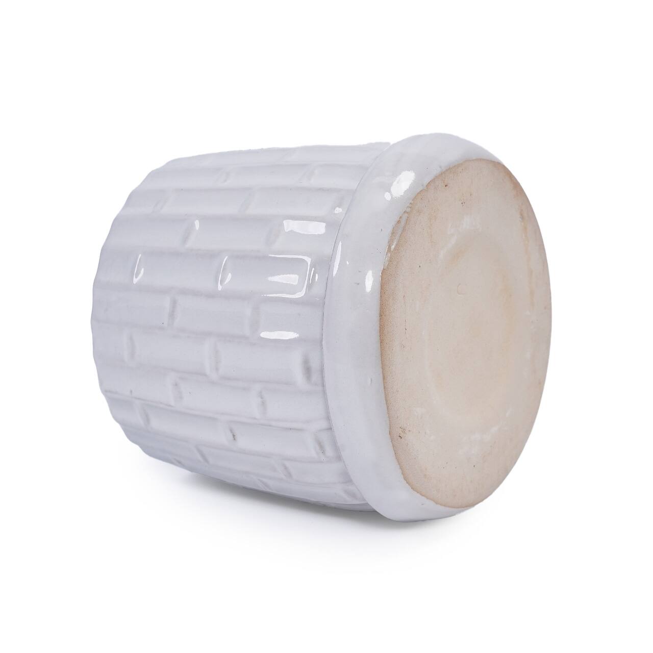 Alt View 10. Loheer - Loheer Orchid Pot Set White Ceramic Planters Set of 2, Handmade Glazed Bamboo Pattern, 6 in 8 in Indoor Outdoor.