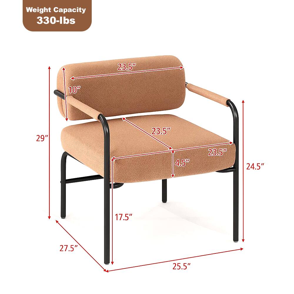 Weight Capacity: 330-lbs

Dimensions:
- Width: 23.5"
- Depth: 23.5"
- Height: 29"
- Seat Height: 17.5"
- Armrest Height: 23.5"
- Back Height: 23.5"
- Seat Depth: 24.5"
- Overall Width: 25.5"
- Overall Depth: 27.5"
- Overall Height: 24.5"