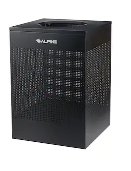 Alpine Industries - 40 Gallon Stainless Steel Square Perforated Indoor Trash Can - Black