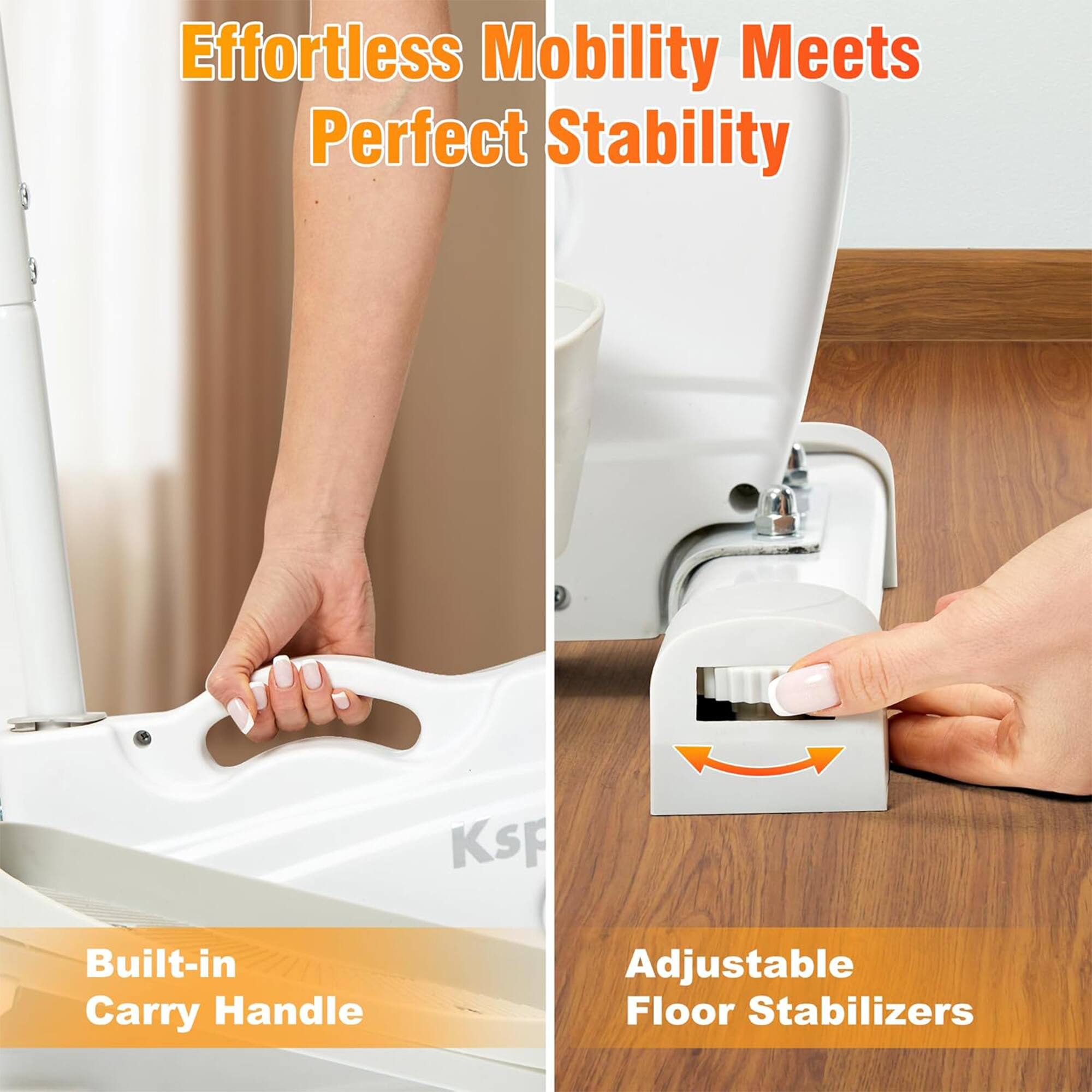 Effortless Mobility Meets Perfect Stability

Built-in Carry Handle

Adjustable Floor Stabilizers