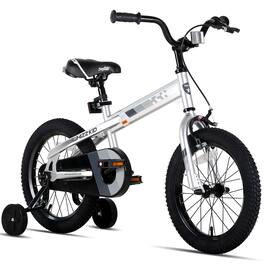 JOYSTAR - Whizz 18" Kids Bike for Toddler & Kids Ages 5-9, BMX Style Children Bicycles with Training Wheels - Silver
