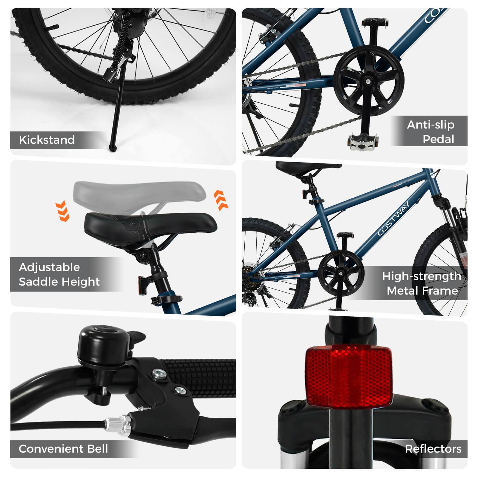 - Kickstand
- Anti-slip Pedal
- Adjustable Saddle Height
- High-strength Metal Frame
- Convenient Bell
- Reflectors