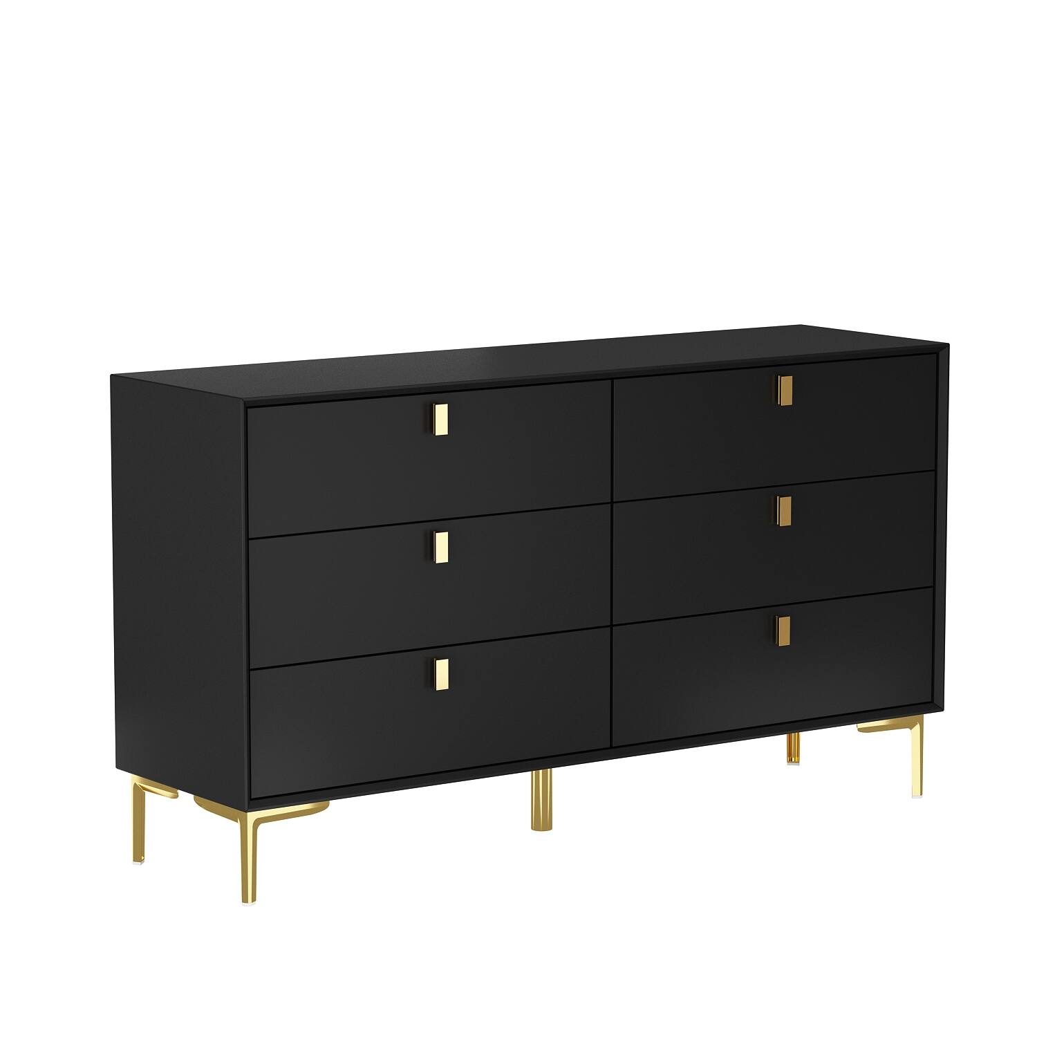 Angle. FUFU & GAGA - FUFU&GAGA Multifunctional Storage 6-Drawers Dresser Wide Chest Elevate Your Home Organization - Black.