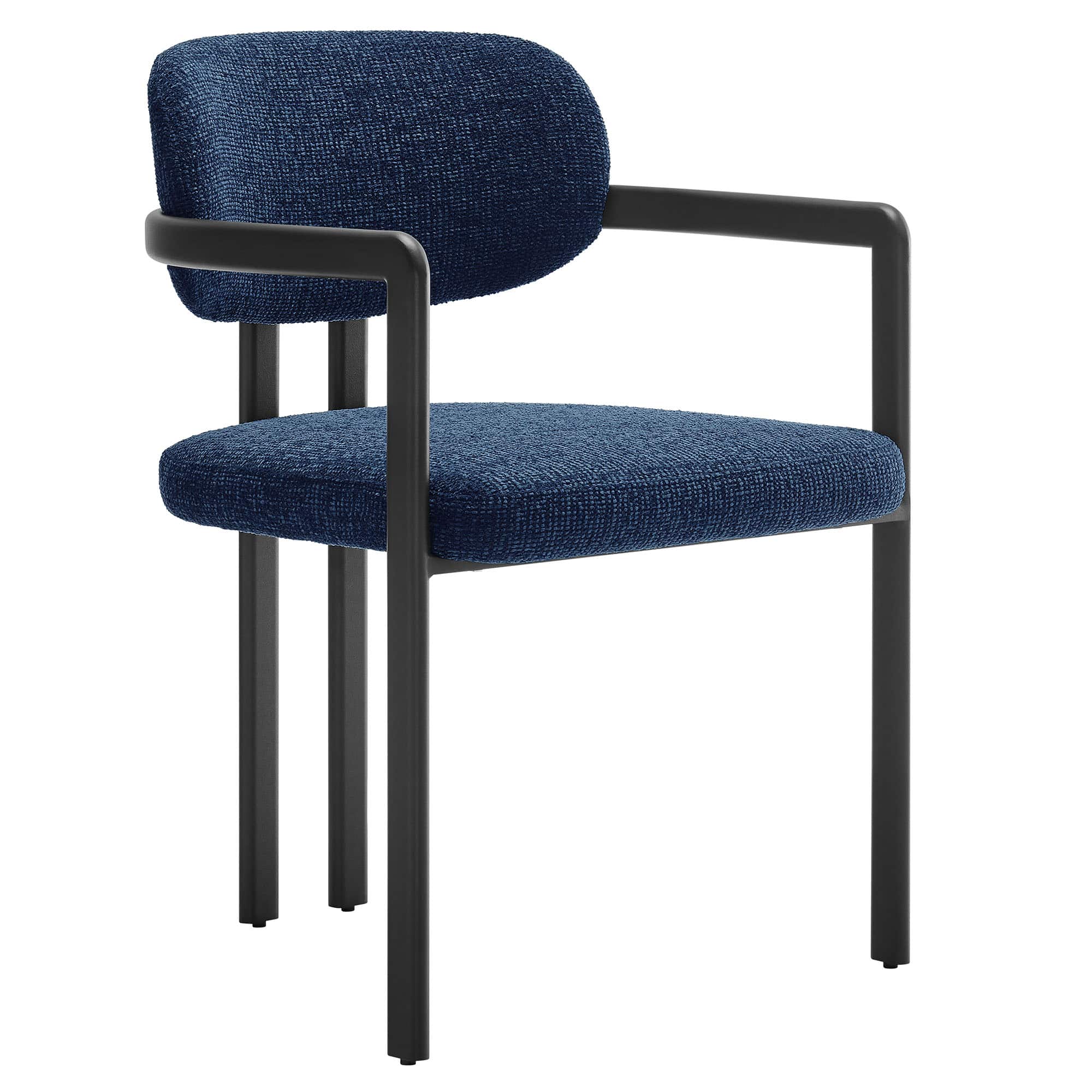 Elio Barrel Fabric and Metal Dining Chair by Modway - Blue