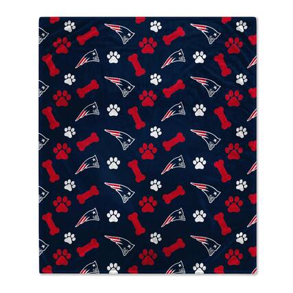 Front. Pegasus - 40" x 50" Lightweight Bones Flannel Fleece Pet Blanket - Navy.