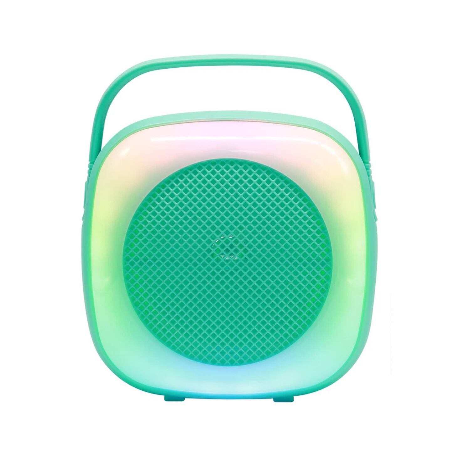 Front. Stock Preferred - Portable 6.5" Mini Bluetooth Speaker RGB Party Lights & Handle Green.
