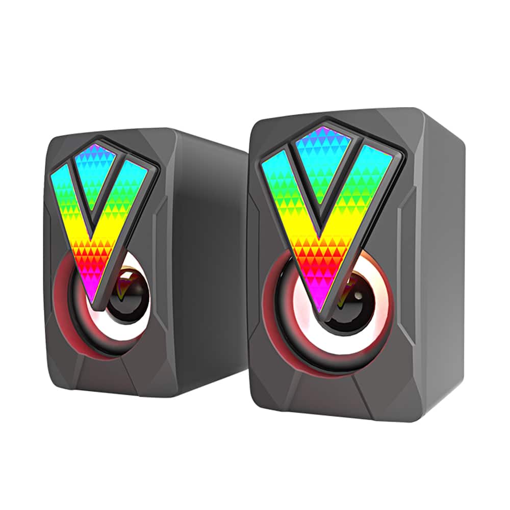Cluzine - RGB Gaming Desktop Computer Speaker, 2.0 Stereo Wired USB Speakers for PC - 1
