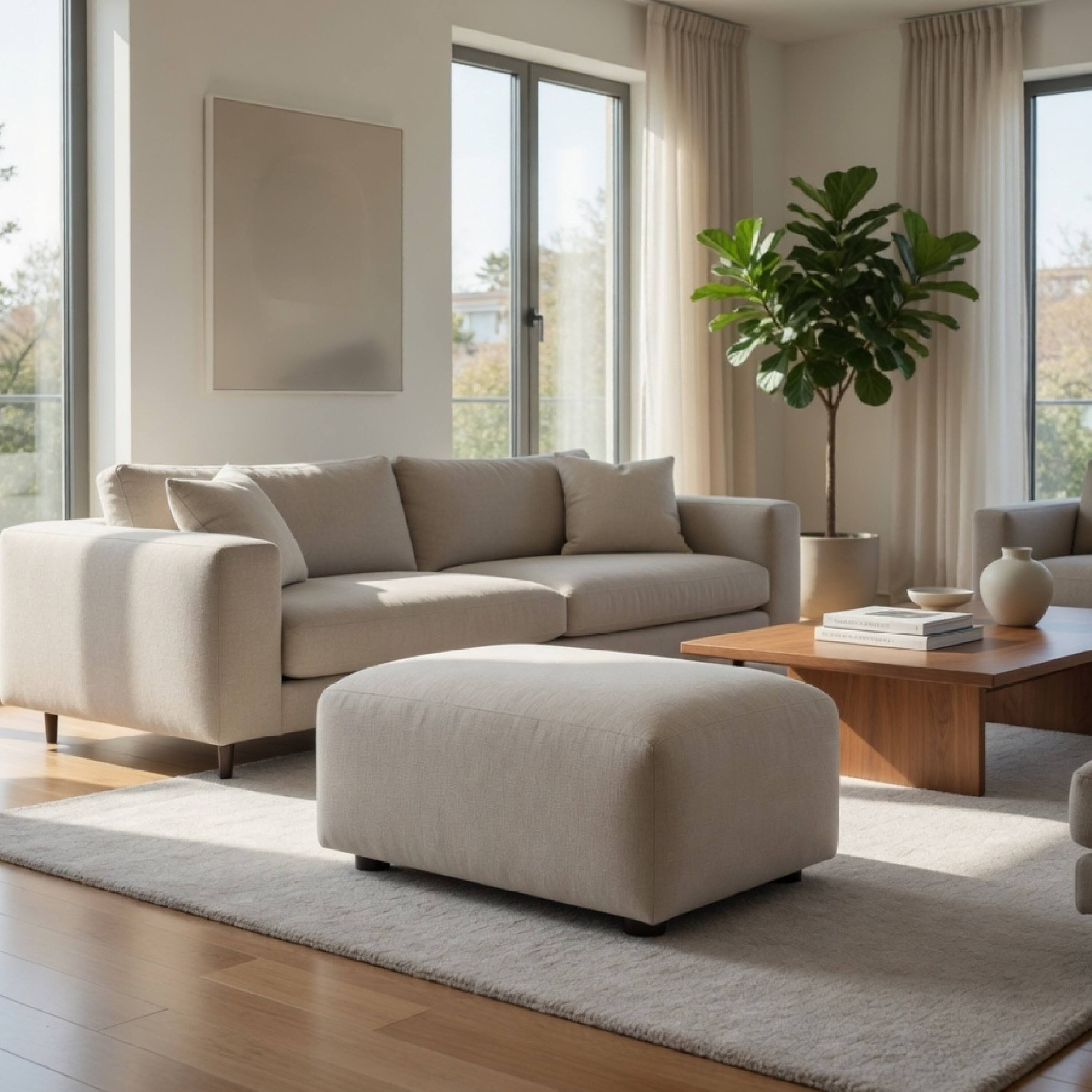 Alt View 7. Manhattan Lane - Becy Ottoman, Burnt Orange Chenille Upholstery, 33 Inch Curvy Frame - Ivory, Black.
