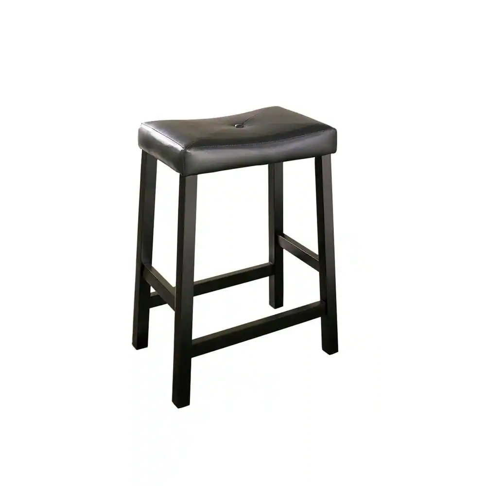 Left. Crosley Furniture - Upholstered Saddle Seat 2Pc Counter Height Bar Stool Set - 2 Stools - Black.