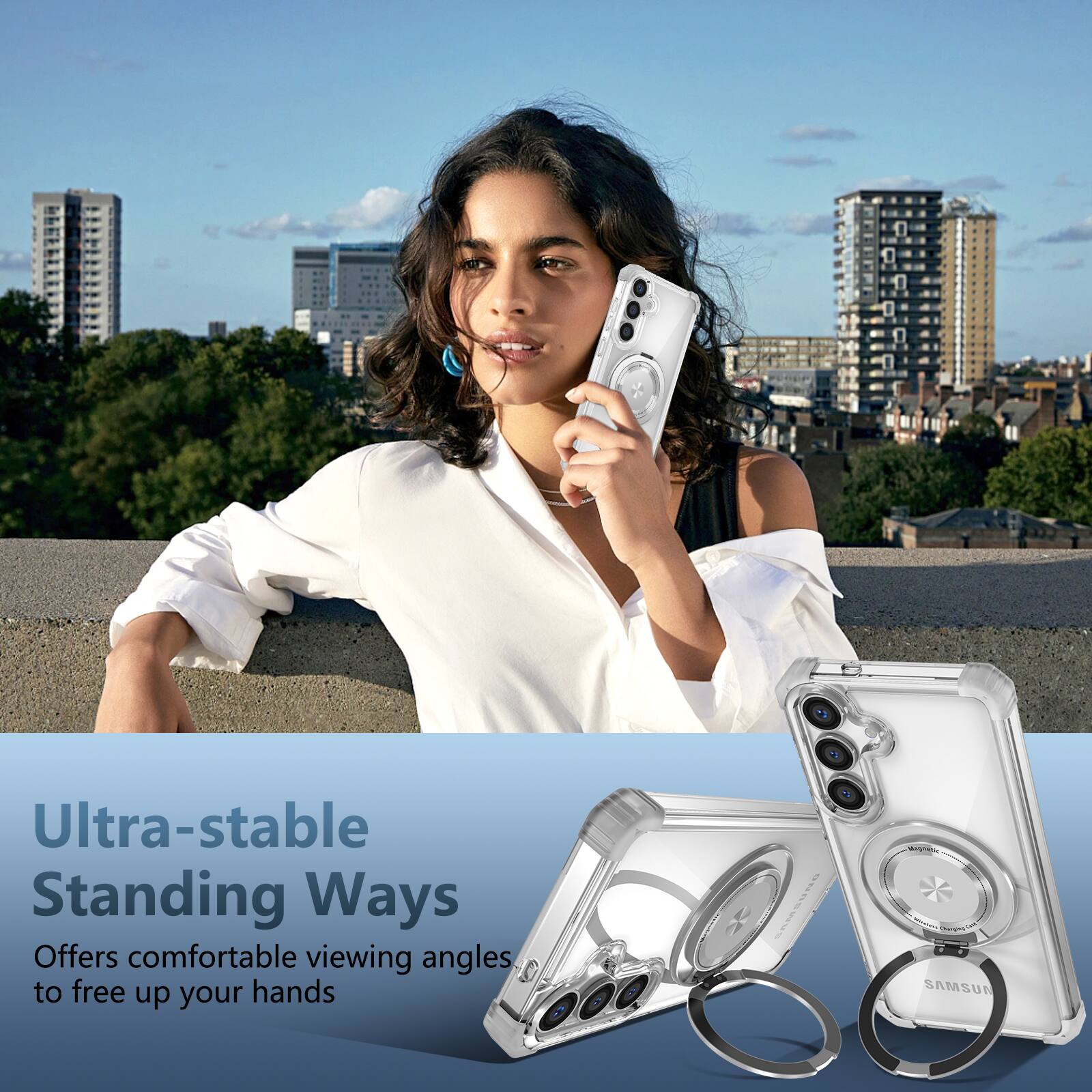 Ultra-stable Standing Ways  
Offers comfortable viewing angles to free up your hands - SAMSUNG